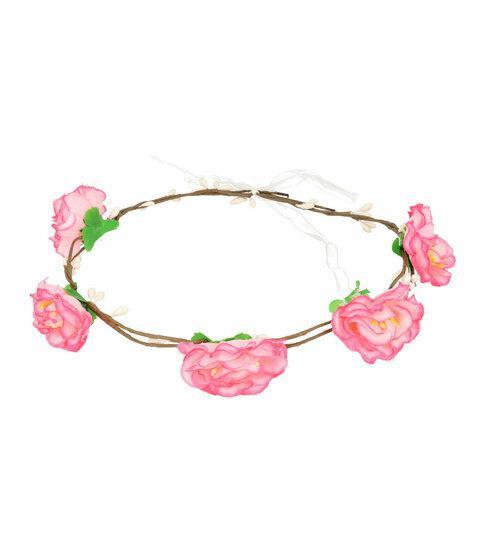 Haarband Kroon Roos Bloemen Metaaldraad Roze, Sieraden, Tassen en Uiterlijk, Uiterlijk | Haarverzorging