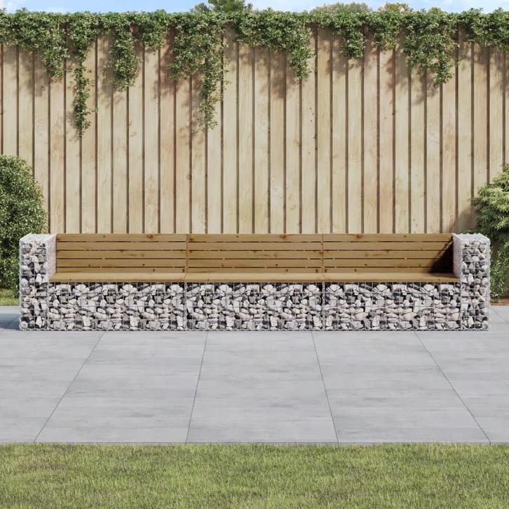 vidaXL Tuinbank schanskorfontwerp 347x71x65,5 cm, Tuin en Terras, Tuinbanken, Nieuw, Verzenden