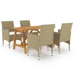 vidaXL 5-delige Tuinset beige, 4 zitplaatsen, Nieuw, Tuinset, Verzenden