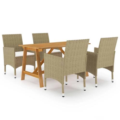 vidaXL 5-delige Tuinset beige, Tuin en Terras, Tuinsets en Loungesets, Tuinset, Nieuw, 4 zitplaatsen, Rotan, Verzenden