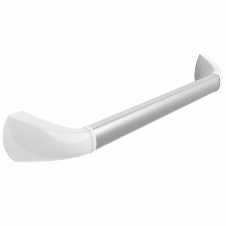 Wandbeugel zilverkleurig met afdekkappen in mat wit | 50 cm, Huis en Inrichting, Badkamer | Badtextiel en Accessoires, Ophalen of Verzenden