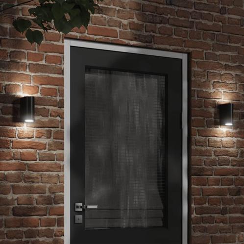 vidaXL Buitenwandlampen 2 st gegoten aluminium zwart, Tuin en Terras, Buitenverlichting, Nieuw, Verzenden