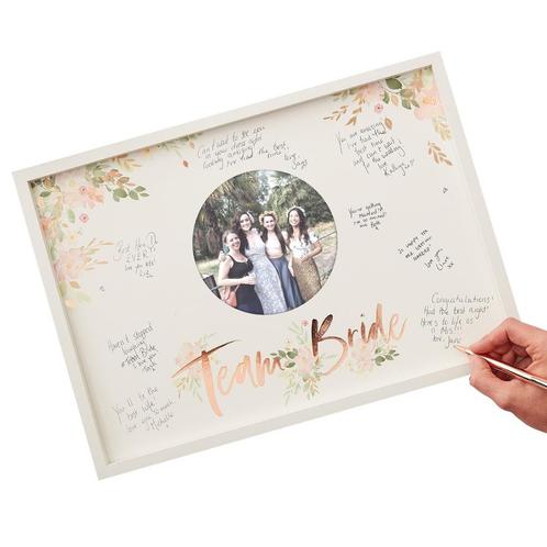 Bruiloft Gastenboek Team Bride Hout 32cm, Hobby en Vrije tijd, Feestartikelen, Nieuw, Verzenden