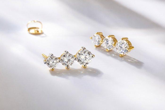 Oorbellen - 14 karaat Geel goud - 3.06ct. tw. Diamant, Sieraden, Tassen en Uiterlijk, Oorbellen