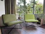 leren fauteuils zonder armleuning met kruisframe - groen le, Huis en Inrichting, Fauteuils, Nieuw, 75 tot 100 cm, Industrieel