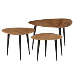 vidaXL 3-delige Salontafelset massief acaciahout, Huis en Inrichting, Tafels | Salontafels, Verzenden, Nieuw, 50 tot 100 cm, Minder dan 50 cm