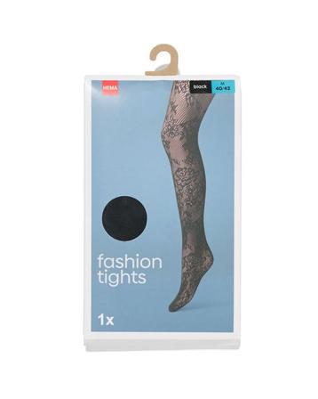 HEMA Dames fashion netpanty 15denier bloemen zwart beschikbaar voor biedingen