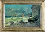 Lodovico Cavaleri (1867-1942) - Mareggiata con barche, Antiek en Kunst