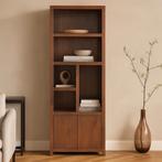 Wandkast Mangohout Evan 80 (5 Open Vakken, 2 Deuren) Walnoot, Verzenden, Nieuw