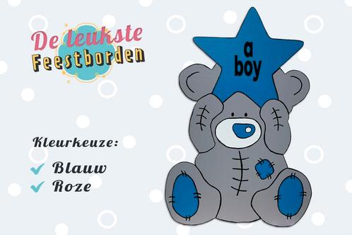 Geboortebord Beer met ster blauw geboorteborden huren jongen, Kinderen en Baby's, Kraamcadeaus en Geboorteborden, Geboortebord