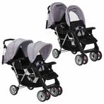 vidaXL Kinderwagen dubbel staal grijs en zwart, Kinderen en Baby's, Kinderwagens en Combinaties, Verzenden, Nieuw