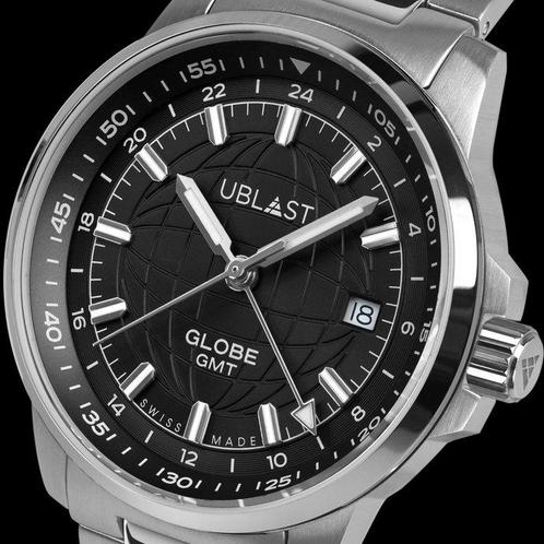 Ublast - Globe GMT - Swiss Made - REF.UBGLO40BK - Heren -, Sieraden, Tassen en Uiterlijk, Horloges | Heren