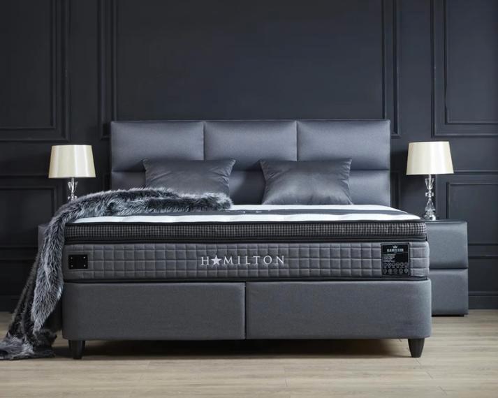 Opberg Boxspring Hamilton Grijs - 120x200 cm, Huis en Inrichting, Slaapkamer | Boxsprings, Grijs, Nieuw, Verzenden