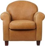 Leren fauteuil - Vintage Leer Cognac - Hout bruin, Huis en Inrichting, Fauteuils, Klassiek, Nieuw, Ophalen of Verzenden, 75 tot 100 cm