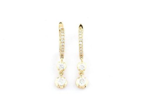 Oorbellen - 14 karaat Geel goud - 0.44ct. tw. Diamant, Sieraden, Tassen en Uiterlijk, Oorbellen