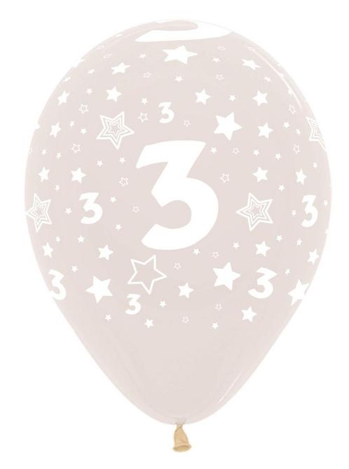 Ballonnen Number 3 Crystal Clear 30cm 25st, Hobby en Vrije tijd, Feestartikelen, Nieuw, Verzenden