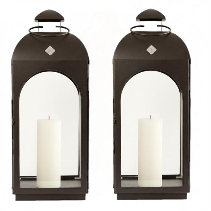 Set van 2 Capri Windlicht Antraciet Medium Decoratie, Huis en Inrichting, Lampen | Overige, Verzenden