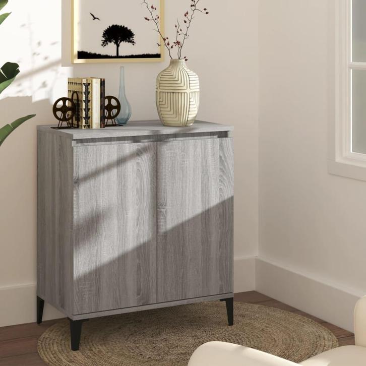 vidaXL Dressoir 60x35x70 cm bewerkt hout grijs sonoma, Huis en Inrichting, Kasten | Dressoirs, 25 tot 50 cm, Nieuw, 50 tot 100 cm