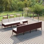 vidaXL 9-delige Loungeset met kussens poly rattan bruin, Tuin en Terras, Tuinsets en Loungesets, Verzenden, Nieuw, Rotan, Loungeset