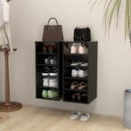 vidaXL Schoenenkasten 2 st 31,5x35x70 cm bewerkt hout zwart, Verzenden, Nieuw