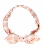 Haarband Strik Ruit Patroon Wit Roze, Nieuw