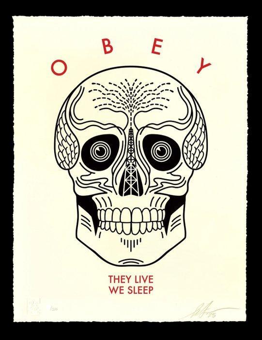 Shepard Fairey (OBEY) (1970) - They Live We Sleep ( Cream ), Antiek en Kunst, Kunst | Designobjecten