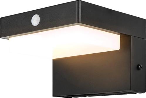 Solar Wandlamp Lima Black met Sensor – 400 Lumen, Tuin en Terras, Buitenverlichting, Bewegingssensor, Waterbestendig, Led, Zonne-energie