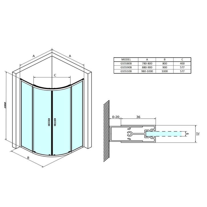 Aanbieding: Douchecabine Gelco Sigma Simply Black Kwartrond, Doe-het-zelf en Verbouw, Sanitair, Ophalen of Verzenden