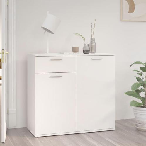 vidaXL Dressoir 80x36x75 cm bewerkt hout hoogglans wit, Huis en Inrichting, Kasten | Dressoirs, 25 tot 50 cm, Nieuw, 50 tot 100 cm