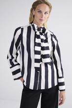 -35% Summum  Summum 2s3141-12090 blouse bow stripe printed, Kleding | Dames, Blouses en Tunieken, Verzenden, Nieuw, Zwart