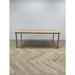 Tweedehands kantinetafel 200x100 cm,  beuken - grijs, Ophalen of Verzenden, Gebruikt, Bureau