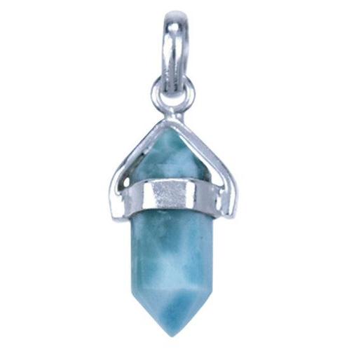 Zilveren Larimar edelsteen met potlood vatting kettinghanger, Sieraden, Tassen en Uiterlijk, Kettinghangers, Verzenden