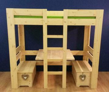 Hoogslaper met tafel en bankjes in 2 stappen een stapelbed ! beschikbaar voor biedingen