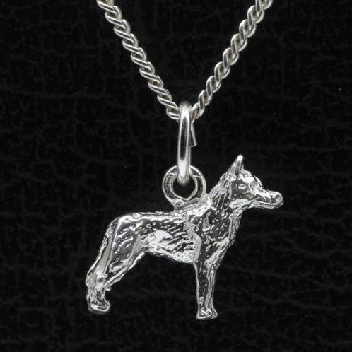 Zilveren Siberian husky staart omlaag ketting hanger - klein, Sieraden, Tassen en Uiterlijk, Kettinghangers, Verzenden
