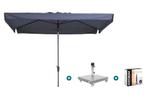 Madison Delos Luxe stokparasol 200x300 cm. - Safier blue met, Verzenden, Nieuw, Parasolvoet, Kantelbaar