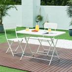 Klaptafel Sande tuintafel metaal vierkant 71x110x70 cm wit [, Verzenden, Nieuw