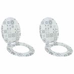 vidaXL Zachte sluit toiletbril 2 pcs Blauw en Wit Porselein, Verzenden, Nieuw