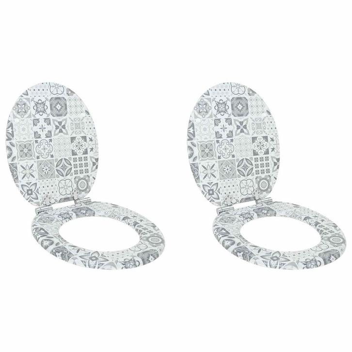 vidaXL Zachte sluit toiletbril 2 pcs Blauw en Wit Porselein, Doe-het-zelf en Verbouw, Sanitair, Nieuw, Verzenden