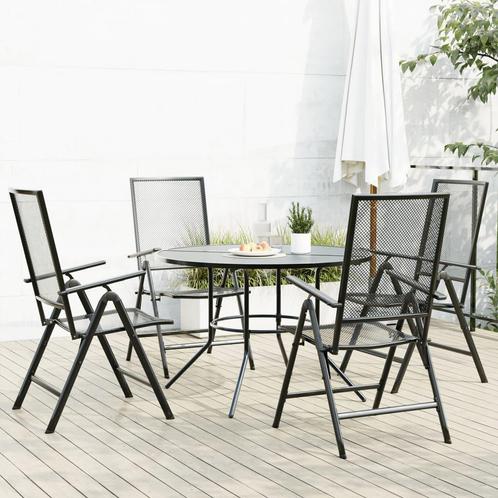 vidaXL 5-delige Tuinset verstelbaar gepoedercoat staal, Tuin en Terras, Tuinsets en Loungesets, Tuinset, Nieuw, 4 zitplaatsen