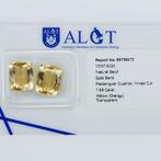 2 pcs Geel Beril - 7.64 ct - Antwerp Laboratory for Gemstone, Nieuw