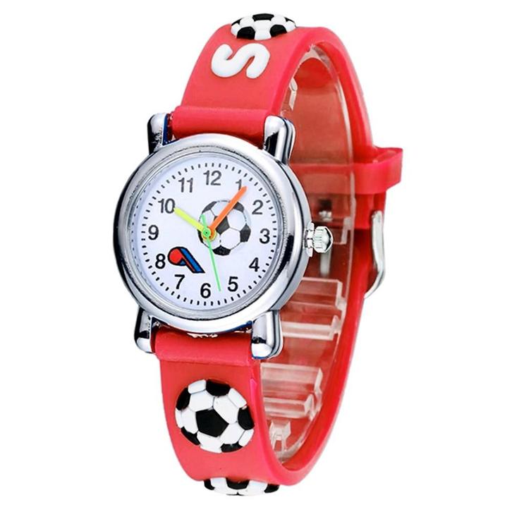 Fako - Kinderhorloge - 3D - Voetbal - Rood, Sieraden, Tassen en Uiterlijk, Horloges | Kinderen, Verzenden