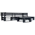 vidaXL 4-delige Loungeset pallet hout zwart, Verzenden, Nieuw, 4 zitplaatsen, Loungeset