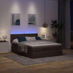 vidaXL Ottoman bed met matras en LEDs 140x190 cm stof, Bruin, Verzenden, Stof, Nieuw