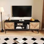 TV-meubel 150 cm – Zwart-hout lowboard met opbergvakken, Huis en Inrichting, Kasten | Overige, Verzenden, Nieuw