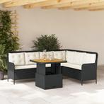 vidaXL 2-delige Loungeset met kussens poly rattan zwart, Tuin en Terras, Tuinsets en Loungesets, Verzenden, Nieuw, Rotan, Loungeset