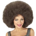 Donkerbruine Pruik Afro Extra Groot, Verzenden, Nieuw
