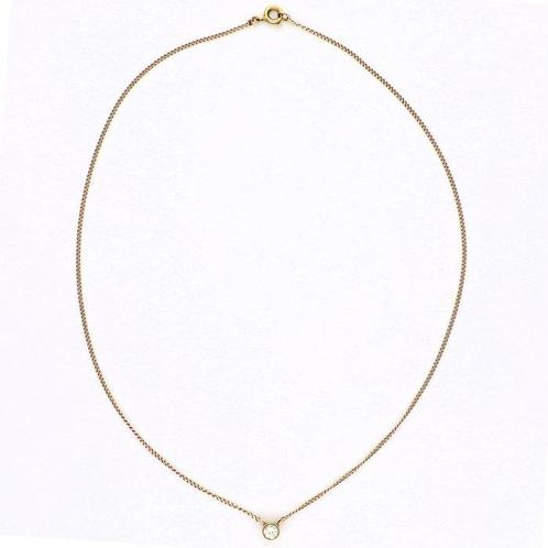 Halsketting - 14 karaat Geel goud - 0.29ct. tw. Diamant, Sieraden, Tassen en Uiterlijk, Kettingen