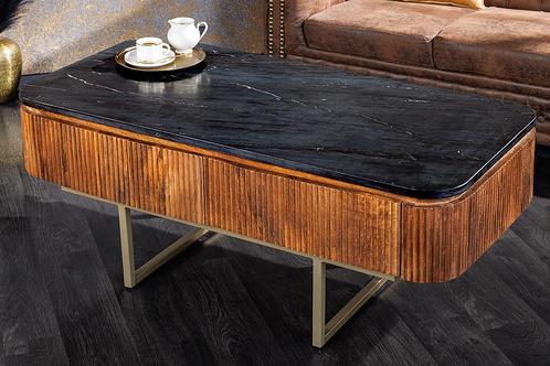 Design salontafel GATSBY 110cm massief mangohout marmeren, Huis en Inrichting, Tafels | Salontafels, Ophalen of Verzenden