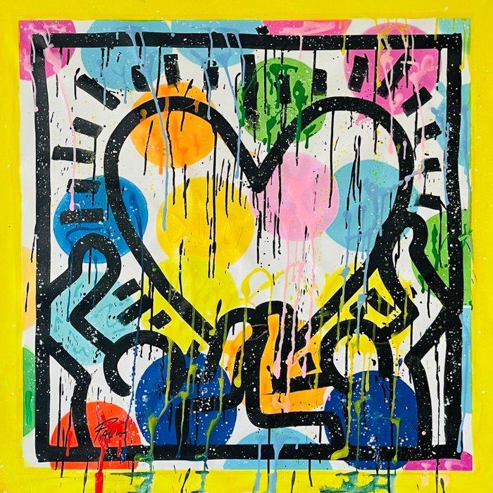 Joaquim Falco - HARING ON DAMIEN HIRST. XL, Antiek en Kunst, Kunst | Schilderijen | Modern