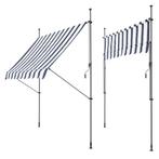 Klem zonwering luifel uitschuifbaar donkerblauw wit 150x120, Verzenden, Nieuw